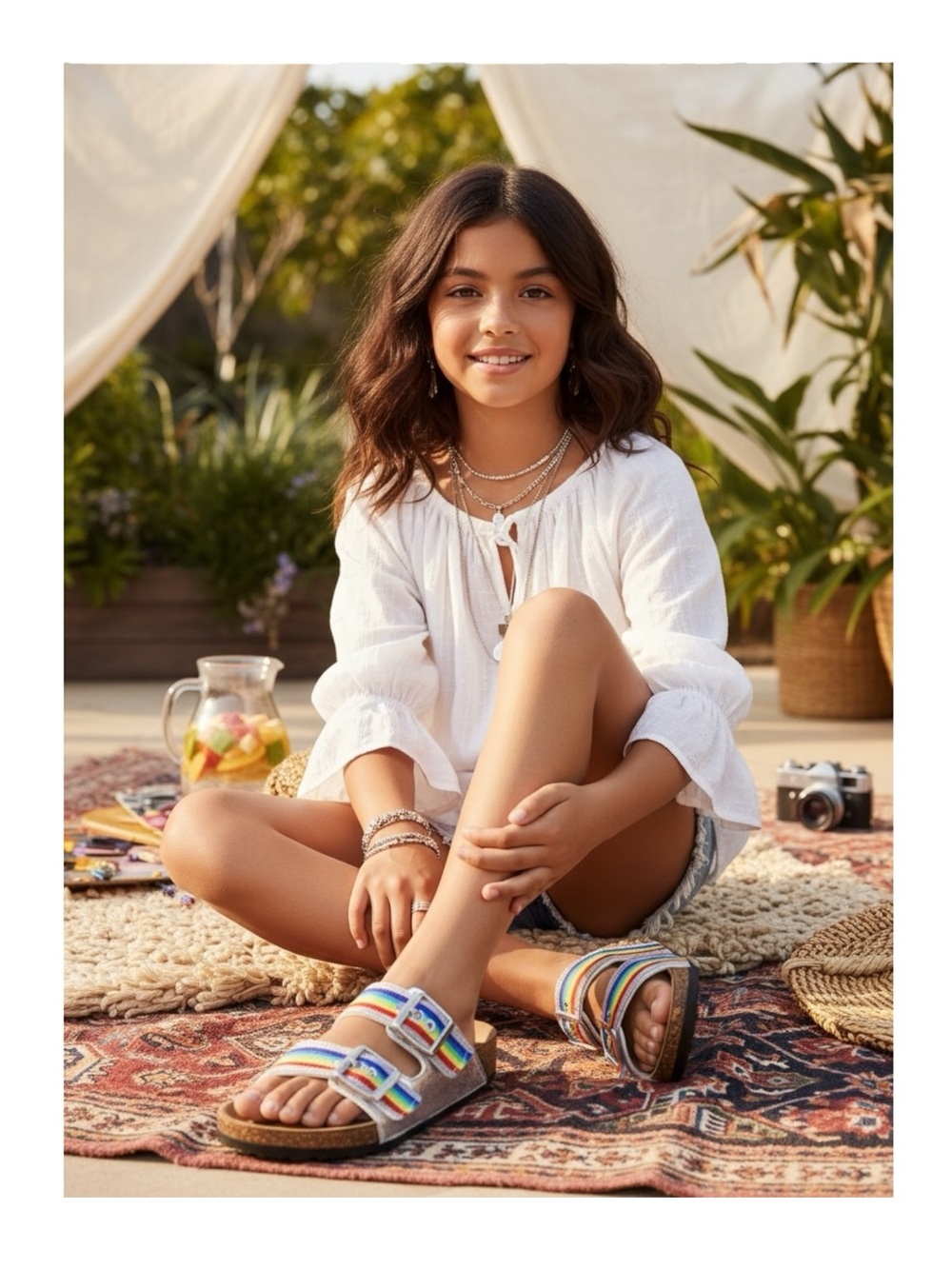 new Olivia Miller โค๏ธ Pride Rainbow Birki Cork Footbed Sandal โค๏ธ Iridescent โค๏ธ 13